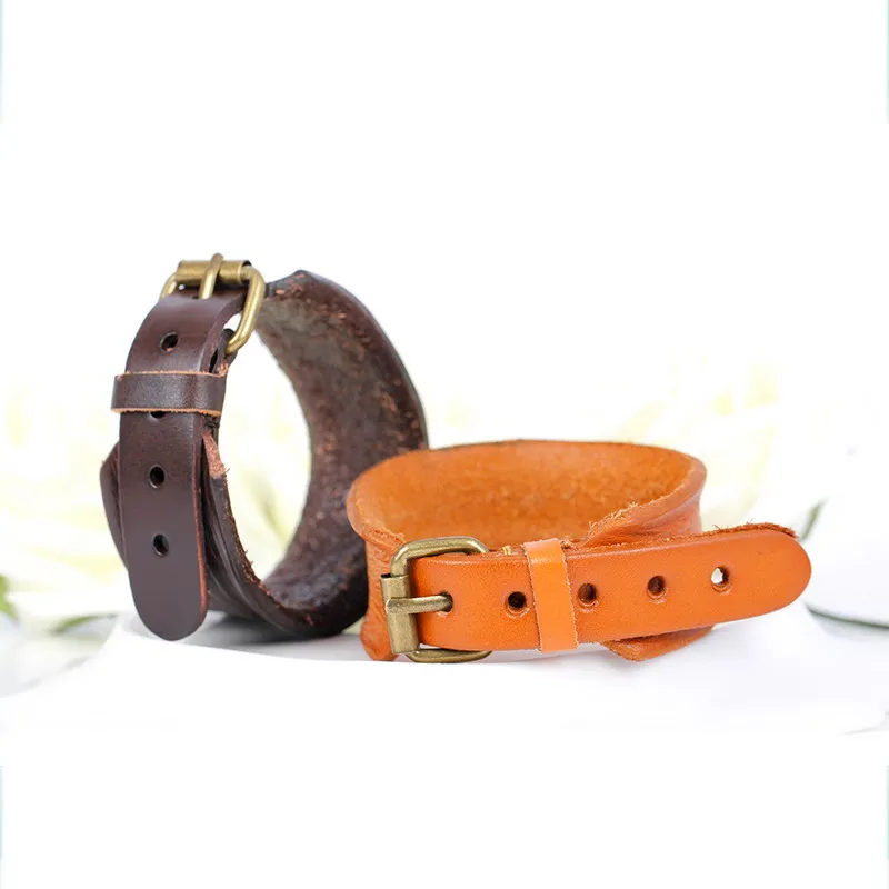 TYO New Fashion Simple Genuine Leather Men\'s Bracelets Popular High Quality Soft Knight Courage Bandage Wrap Charm Bangles