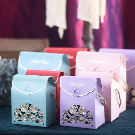 2018 new creative paper candy boxes with string portable handbag gift bags favors box event party supplies casamento decoration