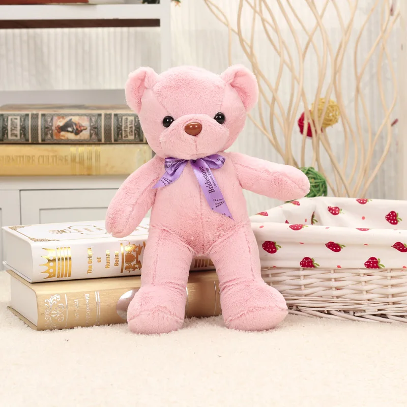 

Около 35 см галстук-бабочка плюшевый мишка светло-розовый мишка мягкая кукла, рождественский подарок w1953