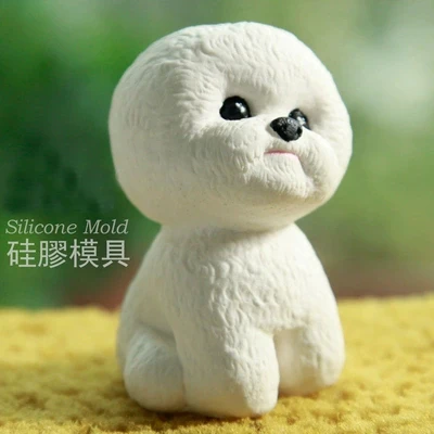 

Super Cute Mold Silicone Lucky Dog DIY Clay Tools Soap Moulds Resin Clay Car Aroma Stone For Home Decoration Bichon Frise Dog 3D