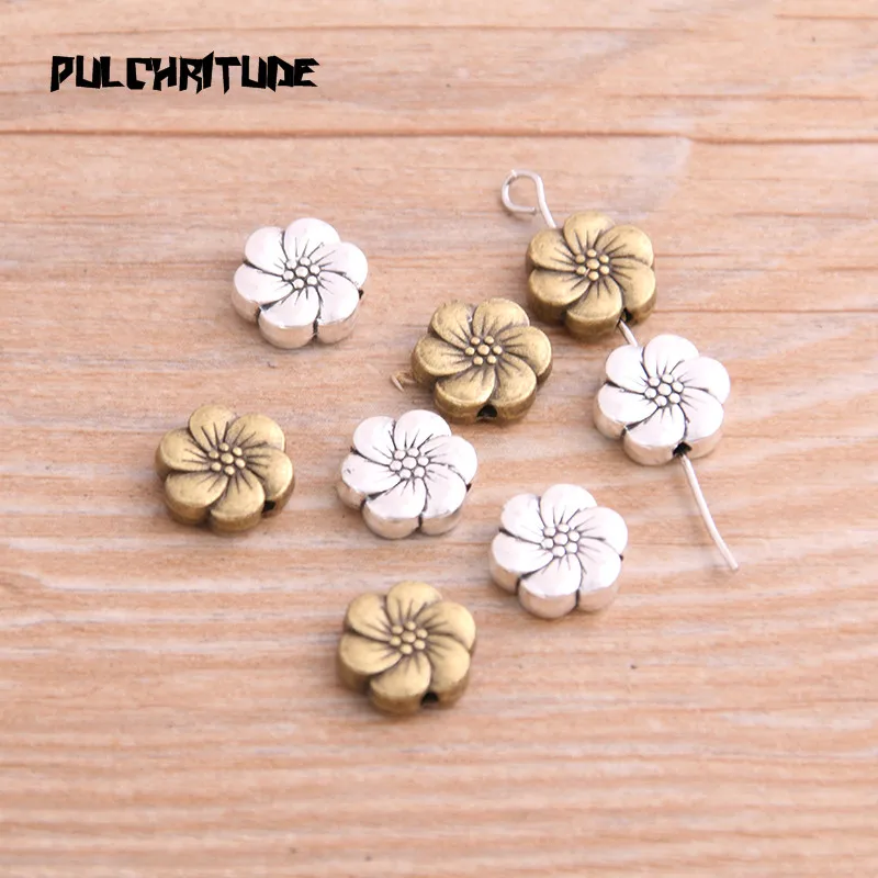 14pcs 10*11mm Two Color Flower Bead Spacer Bead Charms For Diy Beaded Bracelets Jewelry Handmade Making