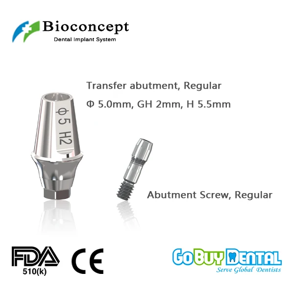 Bioconcept Hexagon regular transfer abutment φ5.0mm, gingival height 2mm, height 5.5mm(331170)