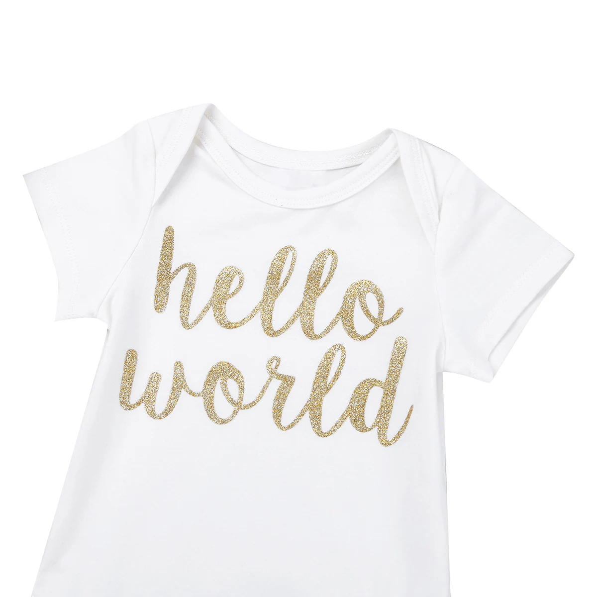 Baby Girls Outfits Newborn Baby\'s Romper Hello World Letter Printed Short Sleeves Jumpsuit with Bloomers Summer Toddlers Clothes