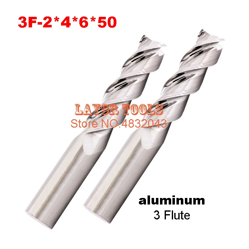 3f-2.0, hrc50, carbide Vierkante Flatted End Mill, 3 fluit Frees Voor Aluminium frees Gereedschap Carbide Cnc Frees Frezen