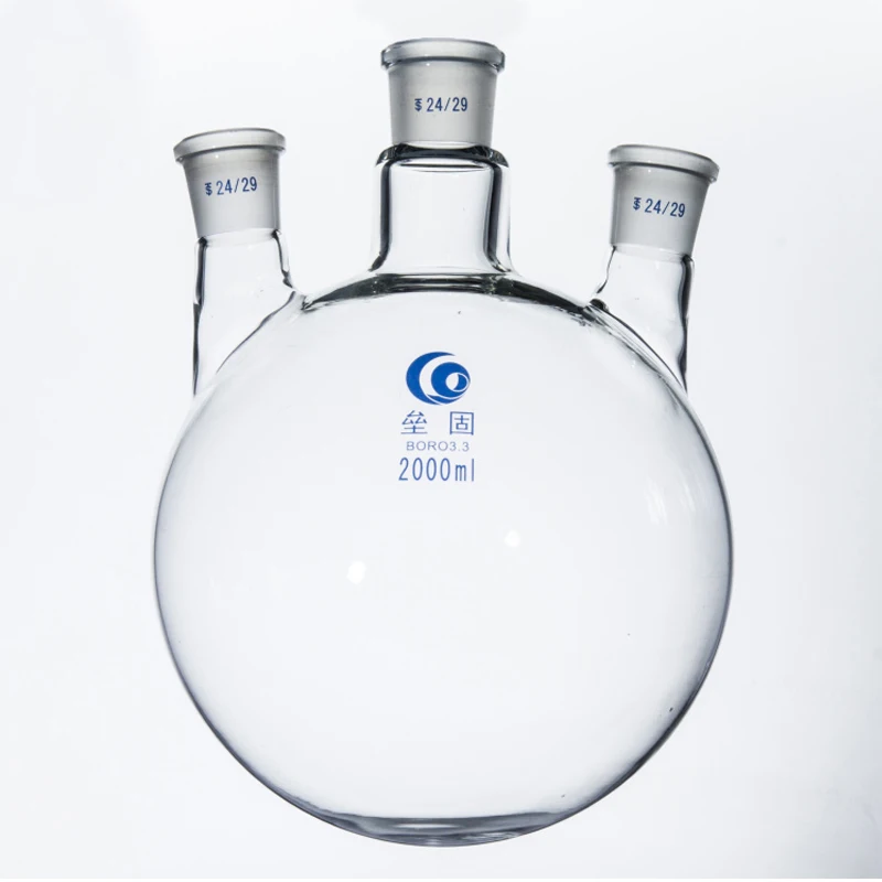 Straight Three necks glass flask Round bottom High borosilicate glass Flask Laboratory 3-necks reactor Thick section