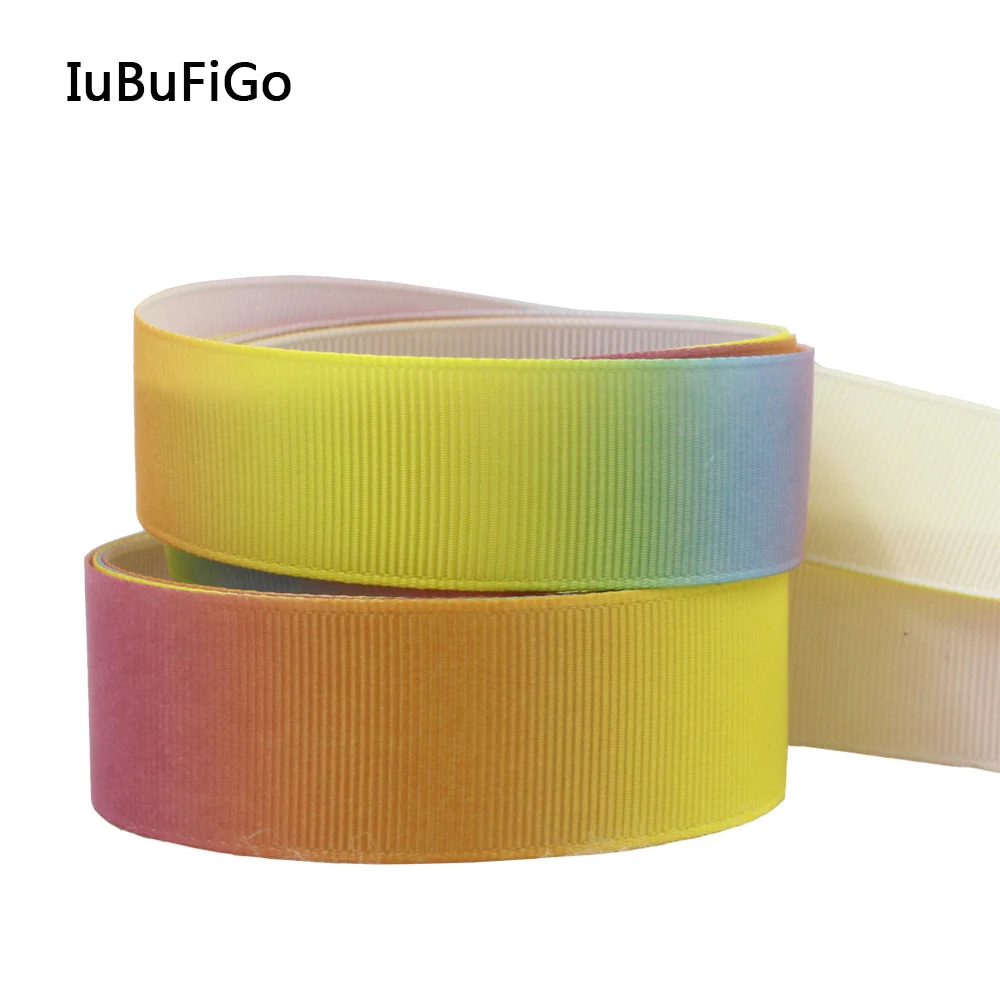 

[IuBuFiGo] 50 ярдов градиентная корсажная лента с принтом желтая для рукоделия ручная упаковка бант подарочное украшение 7/8 "(22 мм)