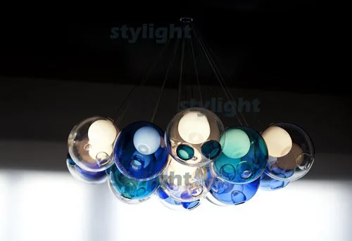 Glass ball pendant lights Diameter 10cm, 39 heads lamp chandelier of colourful glass spheres mordern lamp