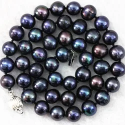 Natural black freshwater pearl 7-8mm irregular round beads hot sale jewelry necklace 18