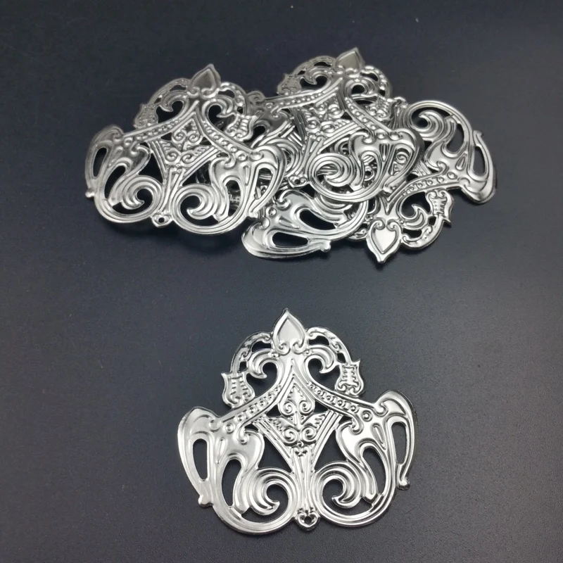 20Pcs/lot 48x50mm Filigree  silk flower  Wraps Connectors Embellishments Findings Wraps Connectors For DIY Jewelry Making