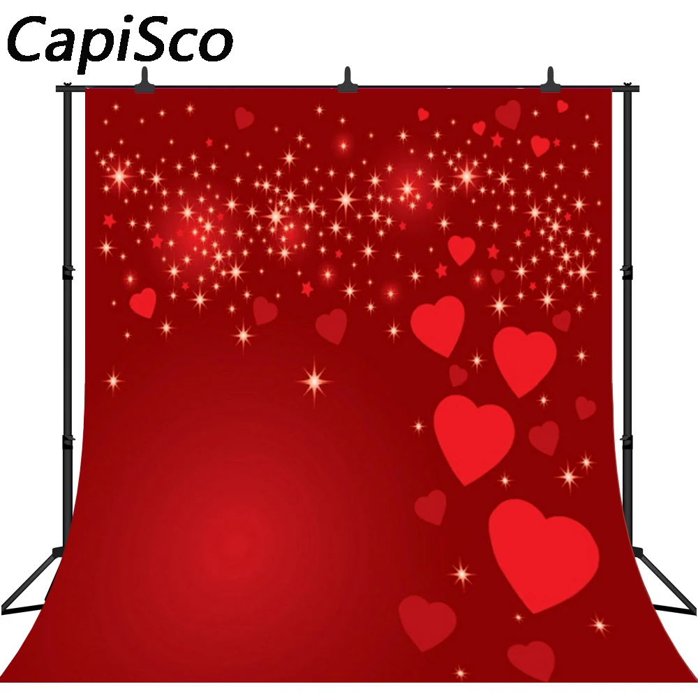 Capisco Love Heart Photo Backdrop Photography Background Vinyl Cloth Photo Props Valentine's Day Wedding Events Favor