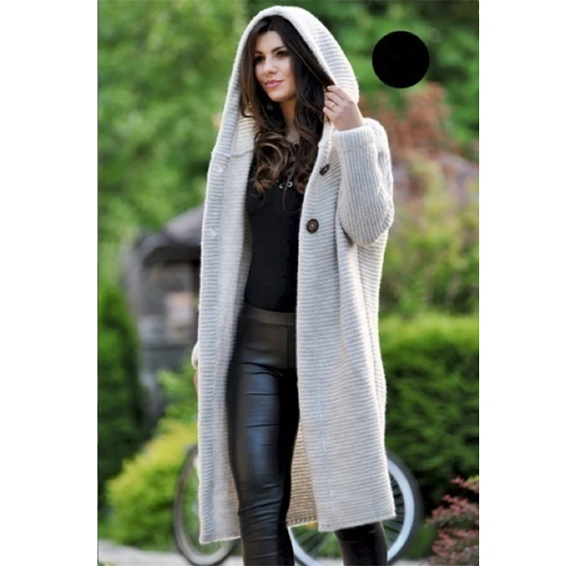 Fashion Knit Cardigan Women Long Sleeve Hooded Sweaters Plus Size Female Loose Long Cardigan Sweaters 2024 Autumn Winter