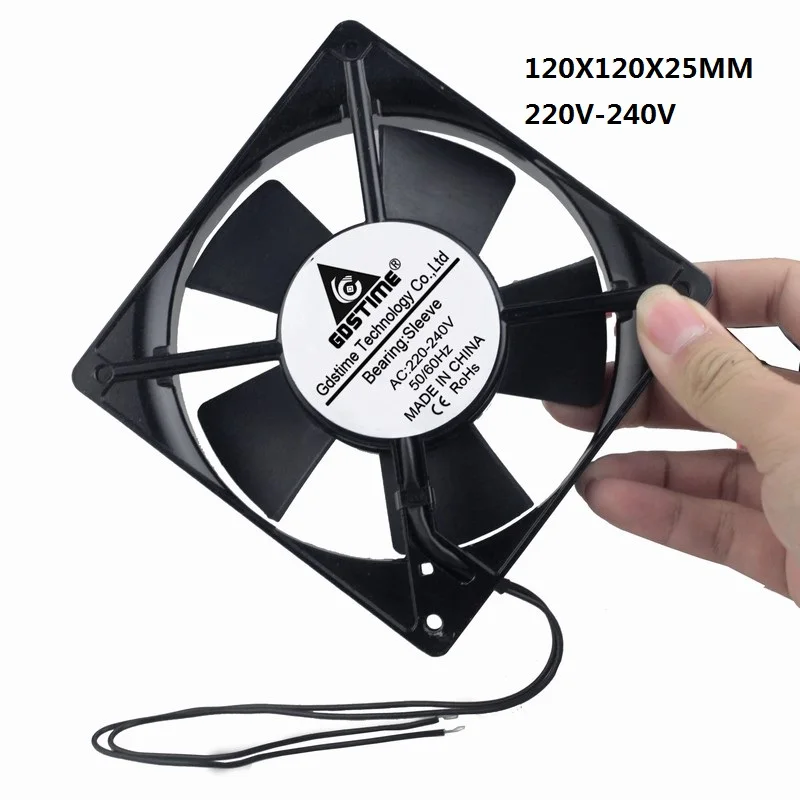 

1 Pcs Gdstime 120mm AC Cooling Fan 12cm Cooler Fan 110V 120V 220V 240V AC 120*120*25mm 2-Wire Without Connector 12025s