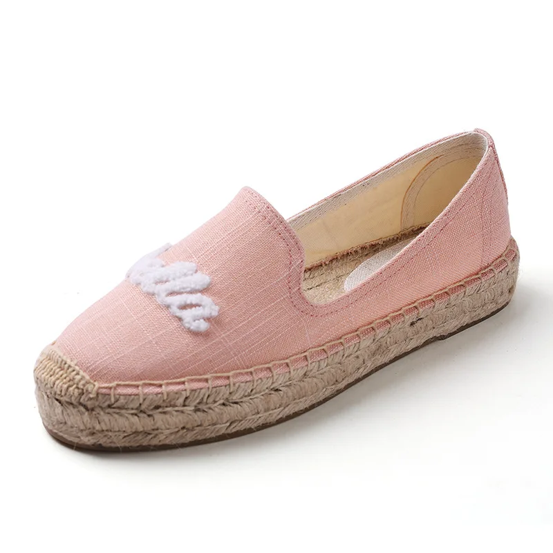 DZYM  Summer Italian Embroider Bella Ciao Sewing Canvas Espadrilles Women Flats Fishermen Shoes Hemp Moccasins Flax Loafers