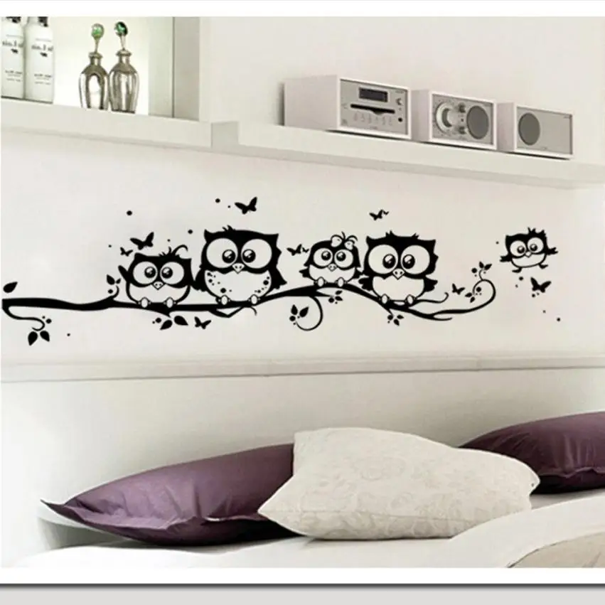 wall sticker tree animals bedroom Owl Butterfly Wall Stickers home decor living room butterfly for kids rooms vinilos paredes 20