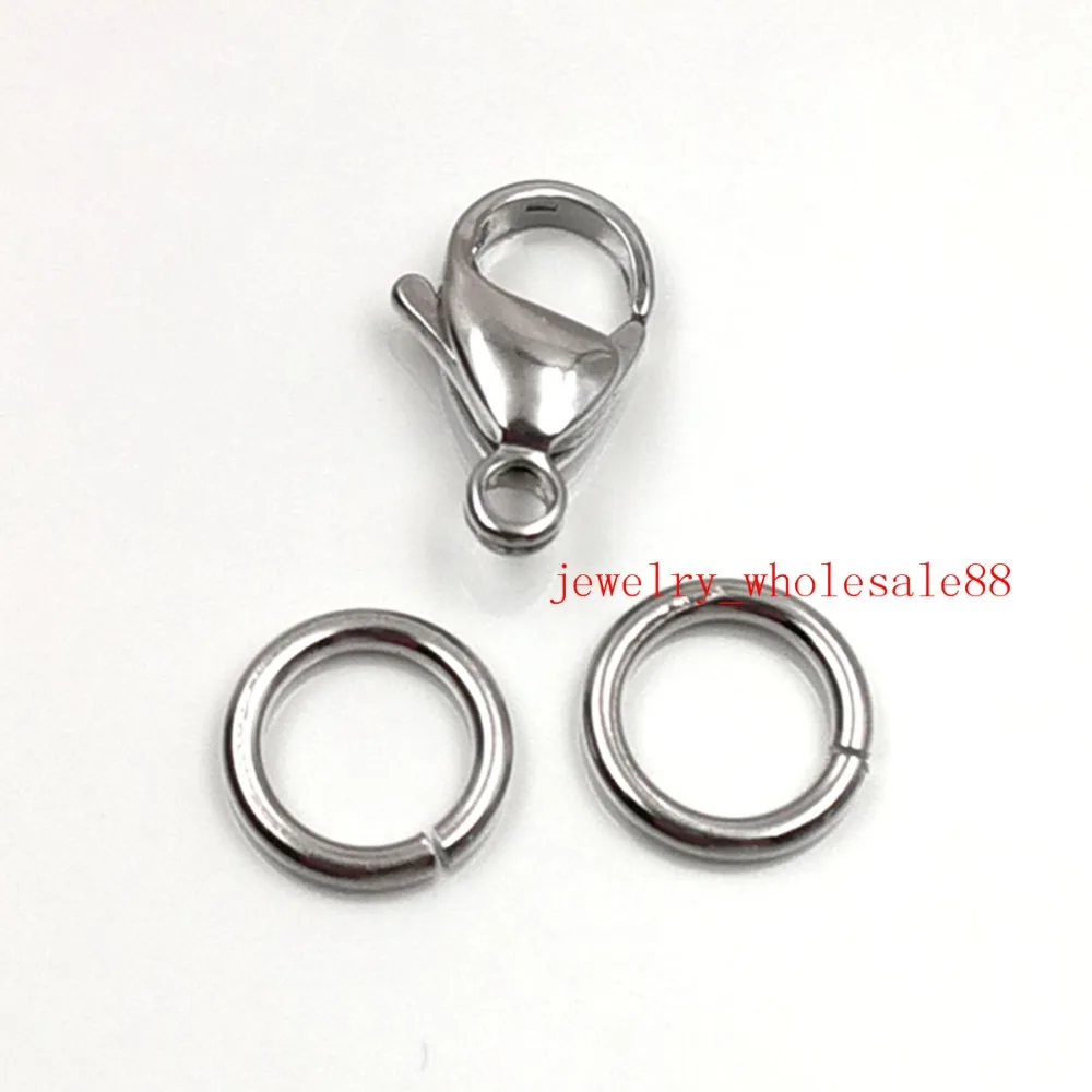 9mm-19MM Stainless Steel Lobster Clasp pkg. of 10 & 20 Jump Ring / 316L Stainless steel jewelry DIY FINDING