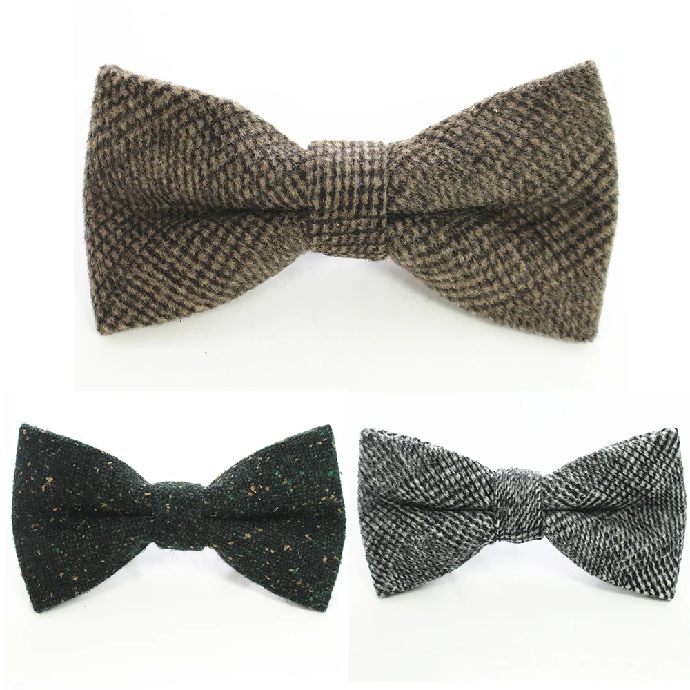 GUSLESON Wool Bow Ties For Men Cravats Fashion Adjustable Cashmere Bowtie for Wedding Party Groom Adult Solid Bowties