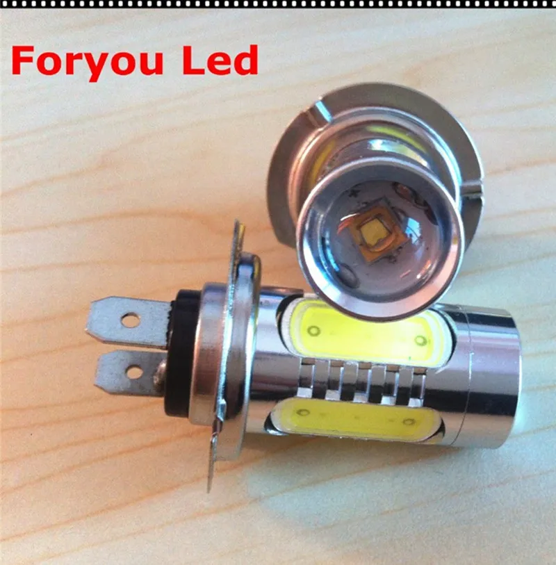 Free Shipping New High Power H7 11W Lens LED CREE Chips Constant Currency DC 10v-24v White DRL LED Bulb Fog Lamp