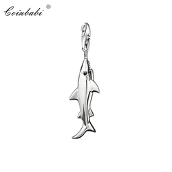 Charm Pendant Shark,2018 Fashion Jewelry Trendy Real Authentic 925 Sterling Silver Gift For Women Men Fit Bracelet