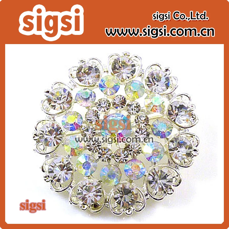 wholesale sparkly crystal rhinestone brooch pin for wedding invitation gift