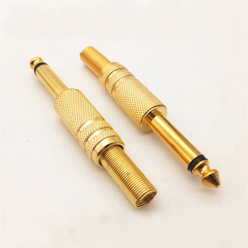 

50Pcs Gold Plated Soldering 6.5 6.35 mm 2 3 Pole Male 1/4 Mono / Stereo Jack Plug with Spring Audio Connector