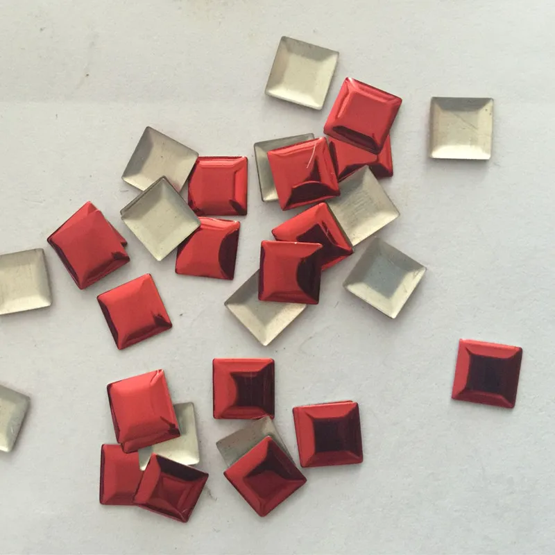 500PCS 10*10mm Red Square Hotfix Studs Flat Back Iron On beads FlatBack Rhinestuds Heat Transfer For DIY Garments Accessories