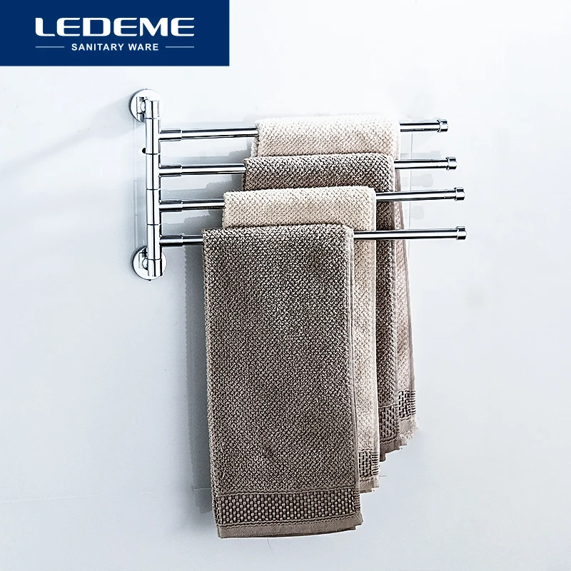 LEDEME Metal Towel Bar Rotating Towel Rack Bathroom Kitchen Wall-mounted Towel Polished Rack Holder L112 L113 L114