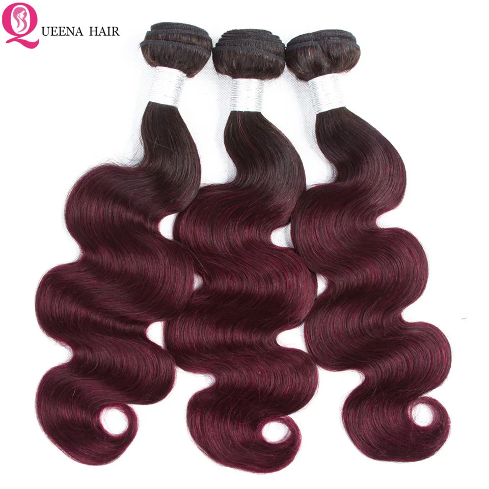 Ombre 1B 99j Burgundy 2/3/4 Bundles With Frontal Closure Colored 99 j Body Wave Raw Indian Human Hair Weave Bundles With Frontal