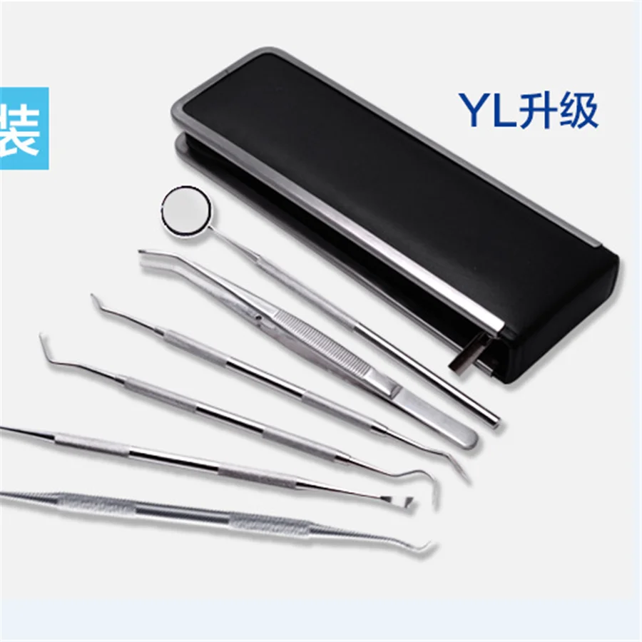 Kit de clareamento dental de aço inoxidável, 6 peças, ferramentas dentárias, ferramenta de seleção de dentistas, conjunto de raspador de dente para uso pessoal e profissional