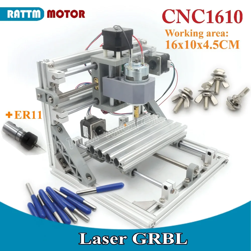 Mini roteador cnc para gravação a laser, 1610, área de trabalho de 160x100x45mm, 3 eixos para trabalho em madeira e pcb