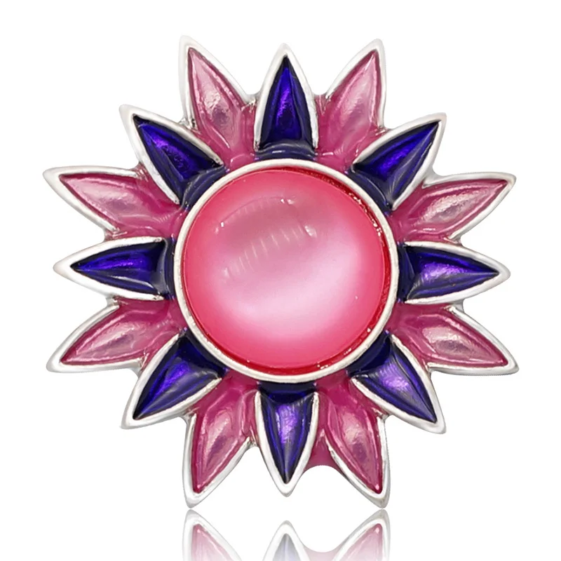 New KZ3049 Beauty Charm Sun flowers Colorful 18MM Metal snap buttons for DIY snap jewelry wholesale