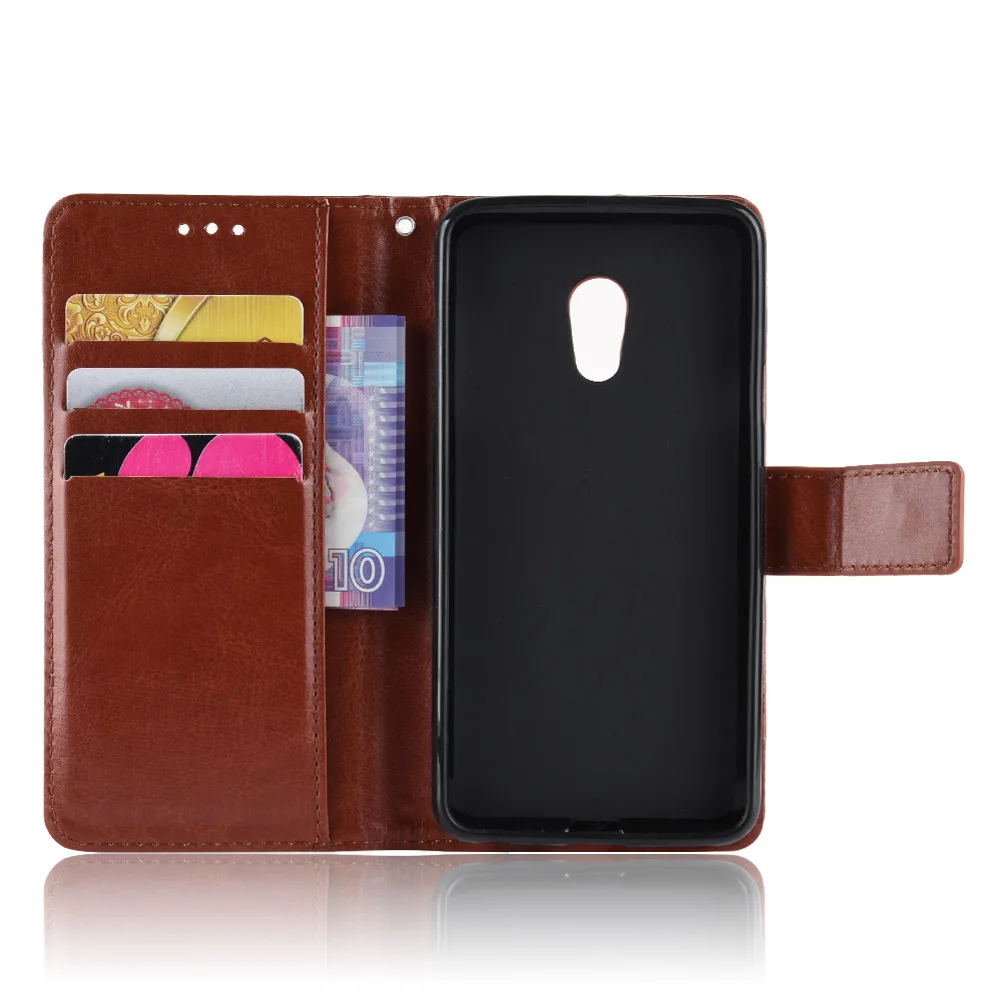 New Hot For Meizu 15 Lite Case For Meizu 15Lite Retro Wallet Style Glossy PU Leather Flip Cover For Meizu 15 Lite Phone Cases