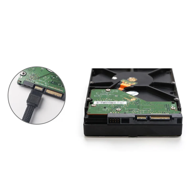 SATA 3.0 III SATA3 7 핀 데이터 케이블, 6 Gb/s SSD 케이블, HDD 하드 디스크 데이터 코드, 나일론 슬리브 프리미엄 버전 (흰색) #8, 50cm