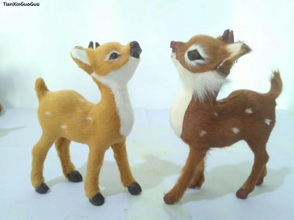

about 14x11cm simulation christmas deer hard model plastic&furs reindeer prop,home decoration toy gift s1635
