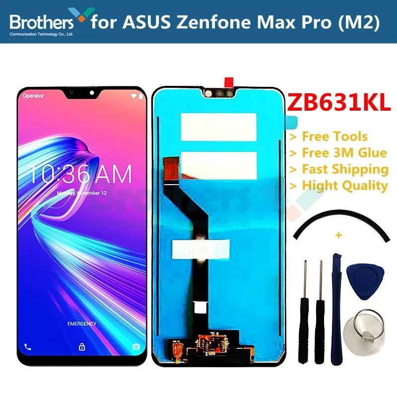 Originele Voor Asus Zenfone Max Pro (M2) lcd Touch Screen Digitizer Voor Asus ZB631KL Lcd Montage 6.26 ''ZB633KL