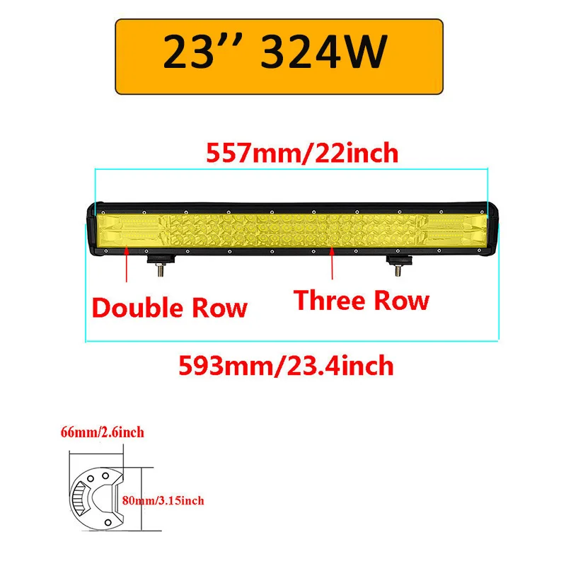 Auxtings 20 Inch Yellow Led 4x4 Offroad Light Bar For 4WD Trucks SUV ATV Trailer Beams Amber Work Driving Lights Fog Lamp