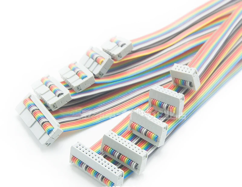 2pc IDC2.54mm JTAG download line Flat Color Rainbow Ribbon Cable Wire FC-10/14/16/20/26/30P 30cm pitch 2.54mm