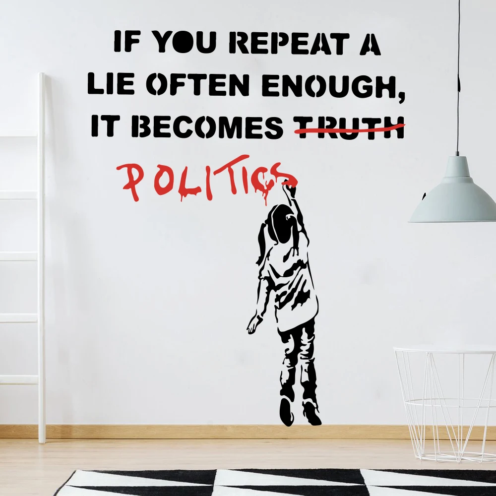 Politics Girl Banksy  Wall Sticker Bedroom Playroom Graffitti Street Culture Politics Quote Girl  Wall Decal Vinyl Decor