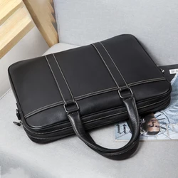 Luxury Genuine Leather Mens Bags Messenger Bag Men Leather Laptop Shoulder Bag Mens Business Briefcase Office Bags for Men  7612