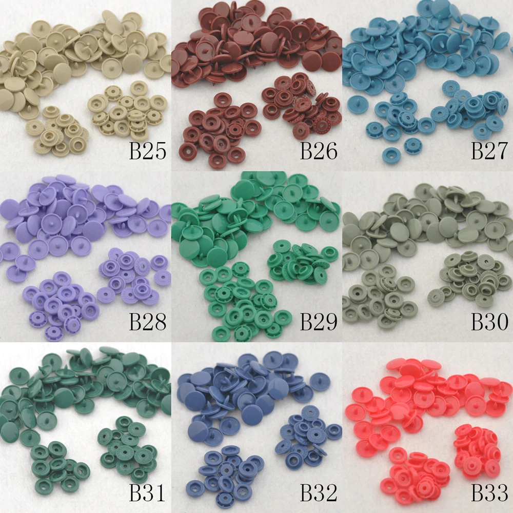 100 مجموعات KAM T5 الطفل الراتنج أزرار إطباقية 18 ألوان 1.2 سنتيمتر البلاستيك الصحافة مسمار السحابات بوبرز الملابس والاكسسوارات