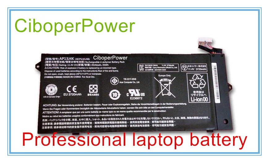 Free shipping AP13J3K AP13J4K Original laptop Battery For C720 C720P 11.25V 45WH