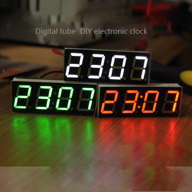 4 Bits Digital DIY kit LED Electronic Clock Microcontroller LED Digital Clock Time Thermometer MCU Voltage  temperature time