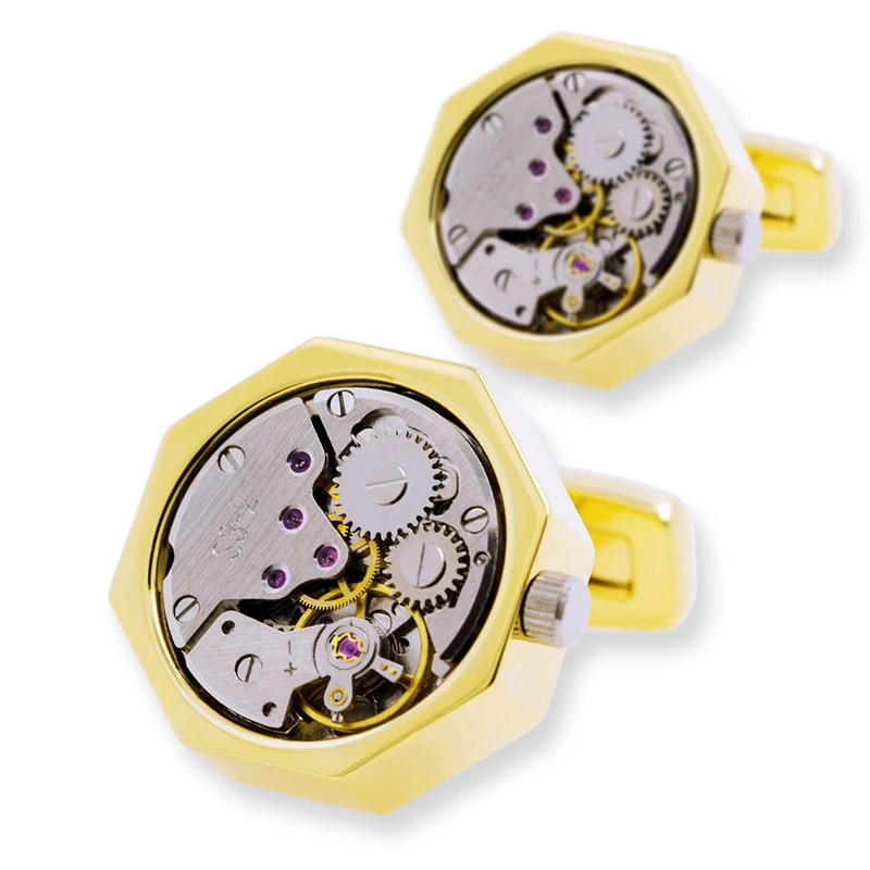 Imagem -06 - Kflk-gold-color Cufflink para Homens Camisa Botão de Punho Relógio Movimento Ligação de Punho Alta Qualidade Jóias para Convidados Marca