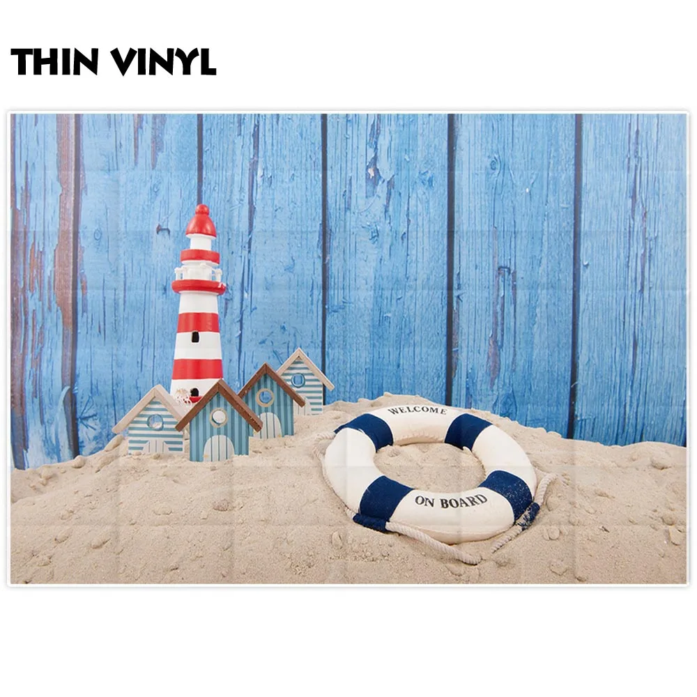Allenjoy-Fondo de fotografía de playa, faro marino, verano, telón de fondo para niños, photocall, tela para estudio fotográfico