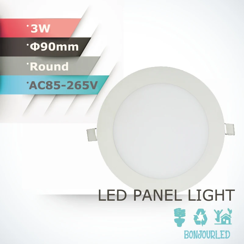 

3W 6W 9W 12W LED Panel Light Ultra Thin Downlight Round Recessed Ceiling Spot Light AC85-265V