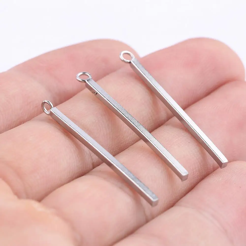 reidgaller 20pcs 30mm long bar shape stainless steel earring trailer charm connector findings diy jewelry making accessories