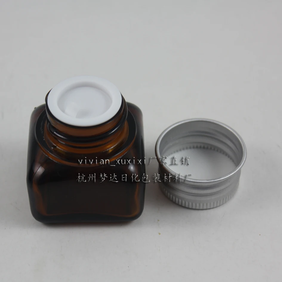 15g brown glass cream jar with silver lid, 15 grams cosmetic jar,packing for sample/eye cream,15g mini glass bottle