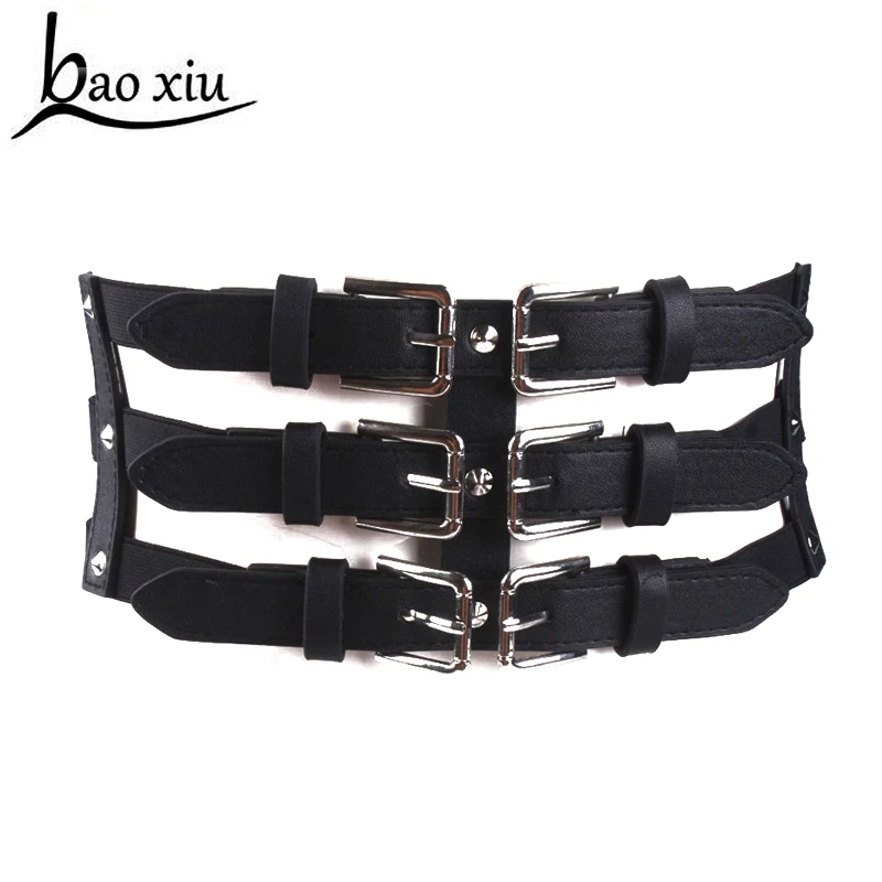 

Women ultra wide leather belts slim corset body vintage faux leather retro design elastic strap Belt Slimming Corset