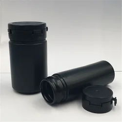 60ML 80ml 100 Black Plastic Empty Bottles Pill powder butter packaging container handle cover 50pcs  Capsule jar