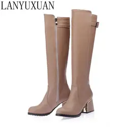 LANYUXUAN 2017 New Big size and Small Sale 30-54 Botas Mujer Boots Shoes Woman Fashion High heels Autumn Winter Boots Women A18