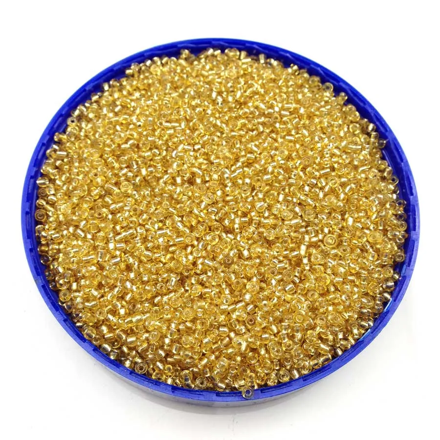 16g 1000 pz 2mm 12/0 colore oro foderato argento tondo allentato distanziatore perline Cezch perle di semi di vetro creazione di gioielli fai da te